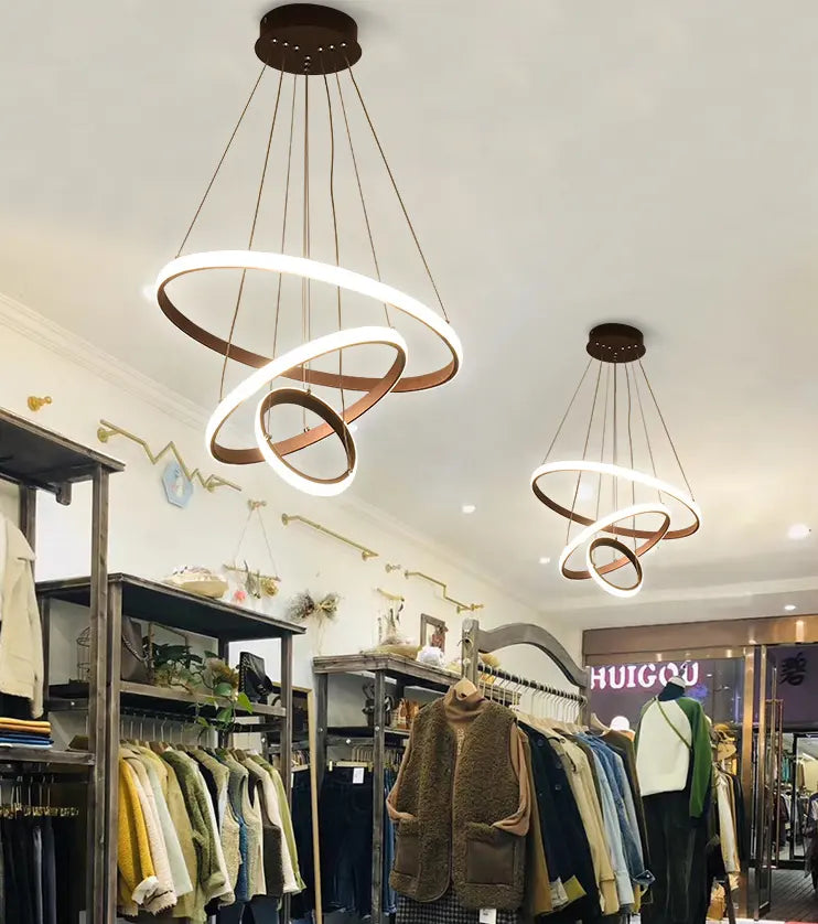 View larger image Add to Compare  Share Home Decor Led Circle dimmable Celling Hanging Light living dinning room Pendant Lamp Round Ring LED aluminum Chandelier Modern